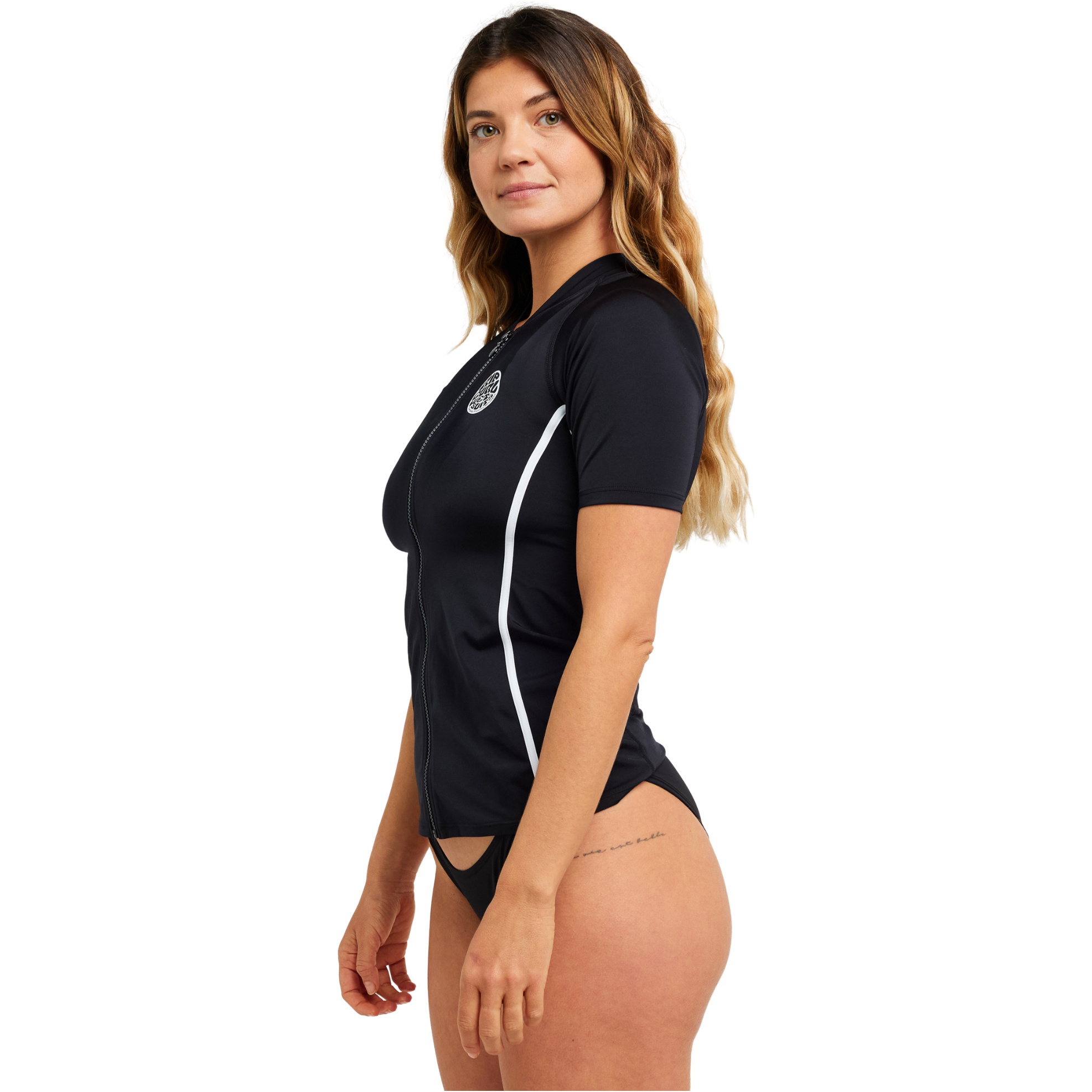 2026 Rip Curl Womens Classic Front Zip Surf Short Sleeve Rash Vest 19HWRV - Black